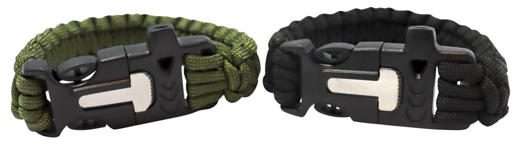 Survival Bracelet with Firestarter – Black