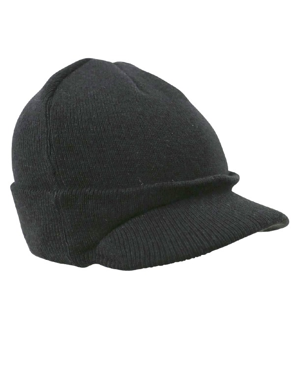 Peaked Beanie (WWII Style)   Black
