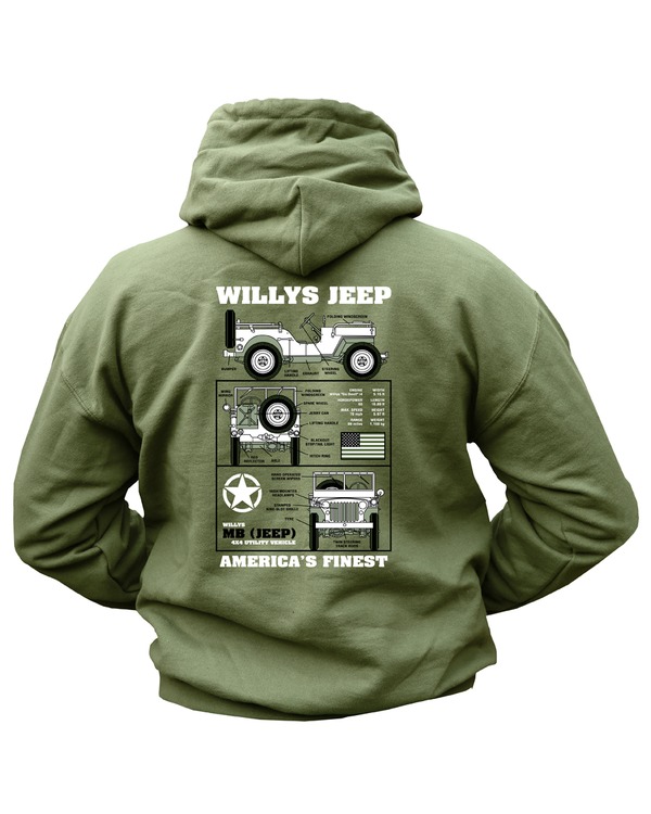 Willys Jeep HOODIE Olive Green (New Design)