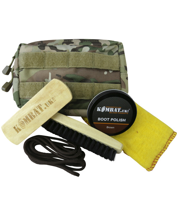 Deluxe Molle Boot Care Kit (Brown Polish   Laces)