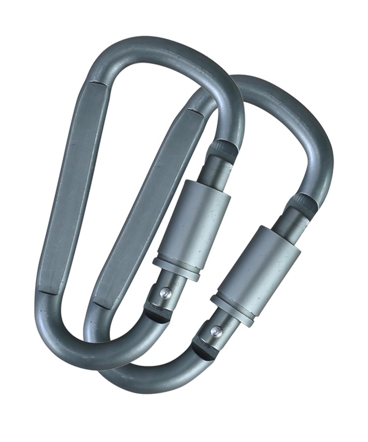 Gunmetal Grey Locking Carabiners 8mm (Pair) 1