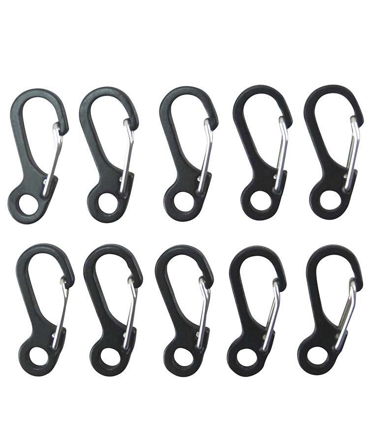 Paracord Carabiners Metal 10 Pack Black 2