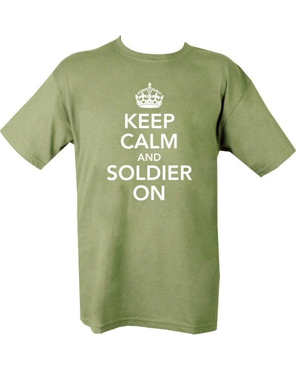 Keep Calm Soldier On T-shirt Olive Green