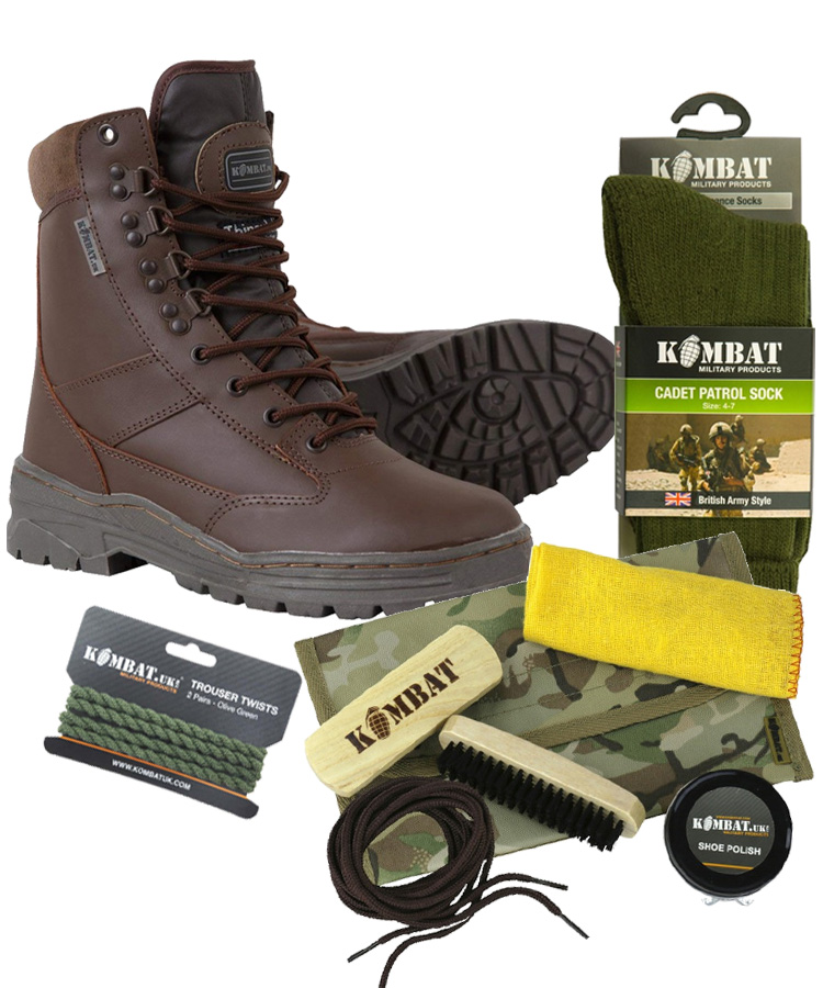 Cadet Patrol Boot Starter Set   All Leather   Brown